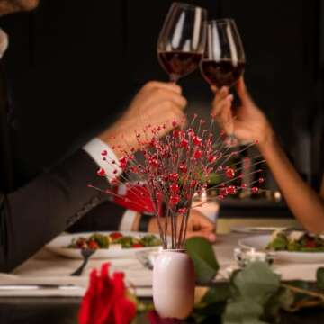 N&T NIETING 6 Valentines Day Decorations 24 in Artificial Flowers Berry Twig Stem, Heart Shaped Berry Picks Fake Flowers Bulk Branches Valentine's Day Gifts Anniversary Wedding Home Decor(Mix)