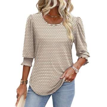 XIEERDUO Women's 3/4 Sleeve Business Casual Tops - Stylish Blouses for Every Occasion