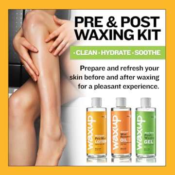 waxup Pre and Post Waxing Care Kit: Marigold Cleanser, Almond Oil Wax Remover, Aloe Vera Cooling Gel for Hair Removal