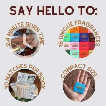 16 Pack Incense Matches: Variety Pack - Scented Bathroom Matches - Eliminates Bathroom Odors While Adding Fragrance- 30 matchsticks per Matchbook, 480 matchsticks per Purchase - Valentines Gift Ideas