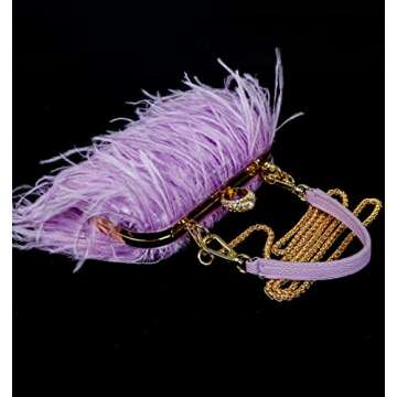 ZAKIA Women's Fashion Ostrich Feather Clutch Purse Elegant Tote Handbag Wallet for Wedding Guest (A-Purple)