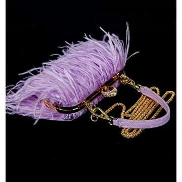 ZAKIA Women's Fashion Ostrich Feather Clutch Purse Elegant Tote Handbag Wallet for Wedding Guest (A-Purple)