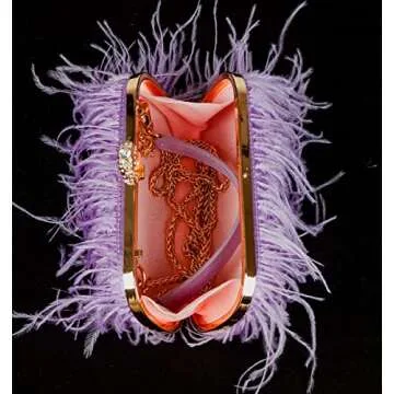 ZAKIA Women's Fashion Ostrich Feather Clutch Purse Elegant Tote Handbag Wallet for Wedding Guest (A-Purple)