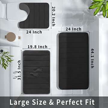 Yimobra 3 Pieces Memory Foam Bath Mat Sets, 44.1x24 + 31.5x19.8 and U-Shaped for Bathroom Rugs, Toil...
