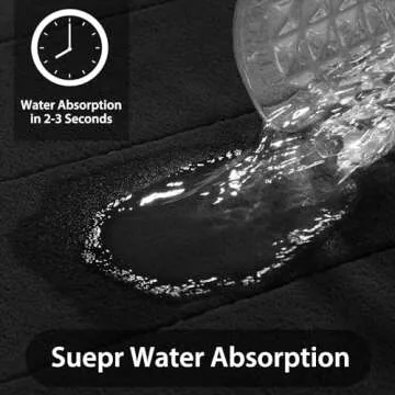 Yimobra 3 Pieces Memory Foam Bath Mat Sets, 44.1x24 + 31.5x19.8 and U-Shaped for Bathroom Rugs, Toilet Mats, Non-Slip, Soft Comfortable, Water Absorption, Machine Washable, Black