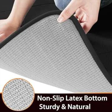 Yimobra 3 Pieces Memory Foam Bath Mat Sets, 44.1x24 + 31.5x19.8 and U-Shaped for Bathroom Rugs, Toilet Mats, Non-Slip, Soft Comfortable, Water Absorption, Machine Washable, Black