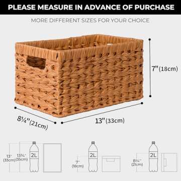 GRANNY SAYS Woven Baskets for Storage, Waterproof Wicker Basket with Handles, Woven Baskets for Organizing, Pantry Baskets, Wicker Storage Basket, Caramel Orange, 2-Pack