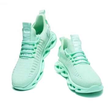 Jakcuz Women's Chunky Sneakers Athletic Sport Running Tennis Walking Shoes for Teen Young Girls Mint Green Size 5.5