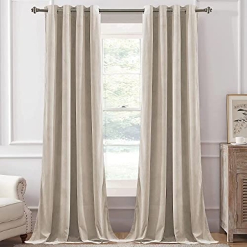 SMILETIME 84in Velvet Room Darkening Curtains - Ivory Beige