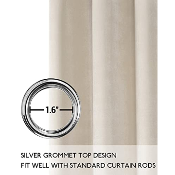 SMILETIME 84in Velvet Room Darkening Curtains - Ivory Beige
