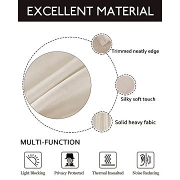 SMILETIME 84in Velvet Room Darkening Curtains - Ivory Beige