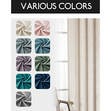 SMILETIME 84in Velvet Room Darkening Curtains - Ivory Beige