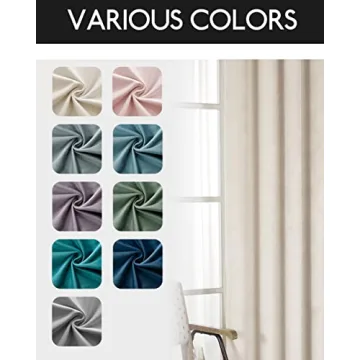 SMILETIME 84in Velvet Room Darkening Curtains - Ivory Beige