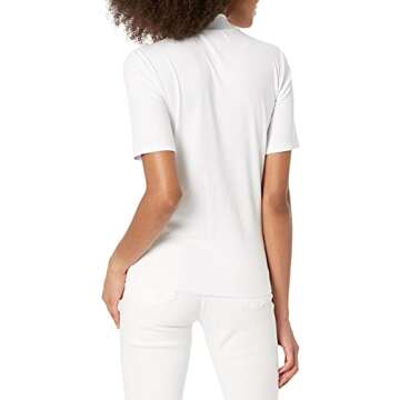 Stylish Mock Neck Woman's Ribbed T-Shirt by The Drop