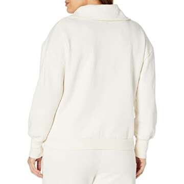 The Drop Women's Hayley Half Zip Fleece in Whisper White
