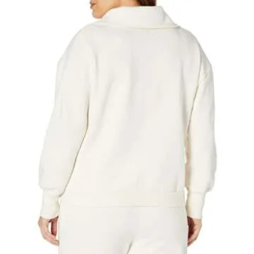 The Drop Women's Hayley Half Zip Fleece in Whisper White