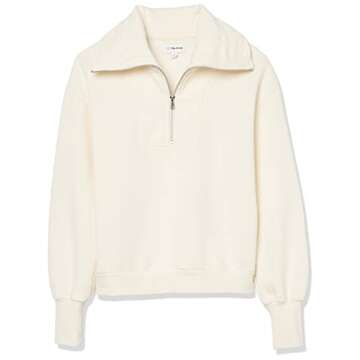 The Drop Women's Hayley Half Zip Fleece in Whisper White