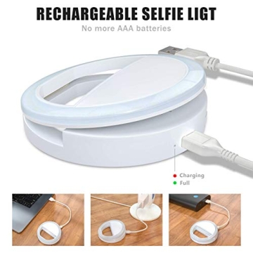 Meifigno Selfie Ring Light with Rechargeable LED Lighting