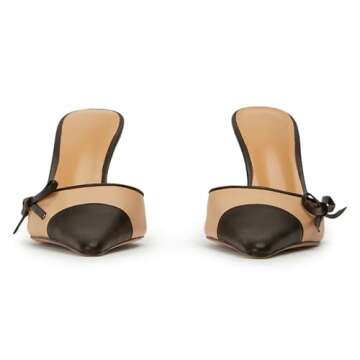 CKSNDLF Bow Tie Kitten Heel Women Slip-On Mules