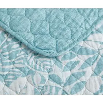 Tommy Bahama - Quilt Set, Reversible Cotton Bedding with Matching Shams, All Season Home Decor (Laguna Beach Aqua, Full/Queen)