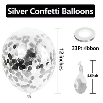 Bezente Silver Confetti Balloons 60 Pack for Every Celebration