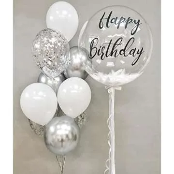 Bezente Silver Confetti Balloons 60 Pack for Every Celebration