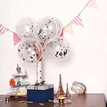 Bezente Silver Confetti Balloons 60 Pack for Every Celebration