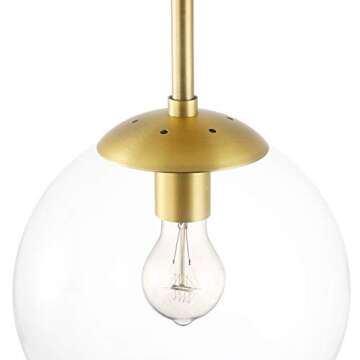 Light Society Zeno Globe Semi Flush Mount Ceiling Light, Clear Glass with Brass Finish, Contemporary...