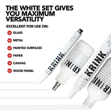 Krink Paint Marker Set - 4 White Markers for Versatile Art