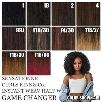 Sensationnel Synthetic Hair Half Wig Instant Weave Curls Kinks & Co Game Changer (1B)