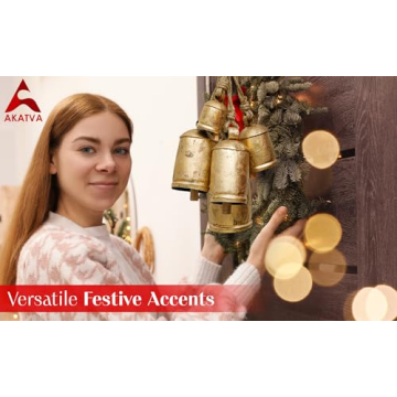 Akatva Large Brass Cow Bells - Vintage Christmas Decor