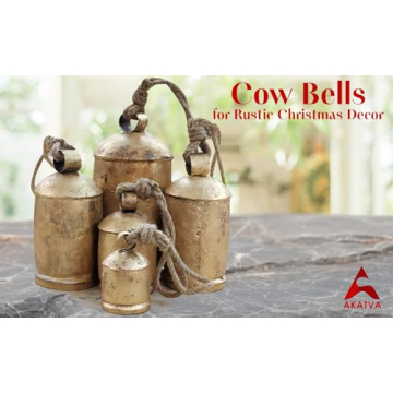 Akatva Large Brass Cow Bells - Vintage Christmas Decor