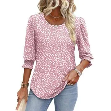 XIEERDUO Tops for Women Trendy 3/4 Sleeve Womens Shirts Dressy Casual Blouses for Women Business Cas...