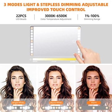 Rechargeable Car Sun Visor Vanity Mirror with LED Lights