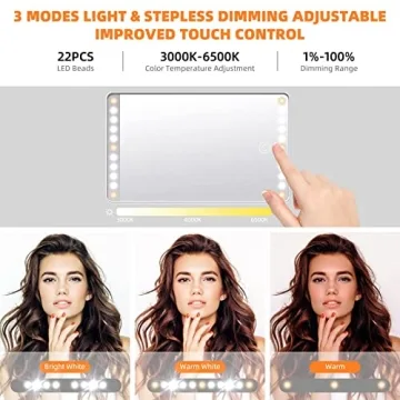 Rechargeable Car Sun Visor Vanity Mirror with LED Lights