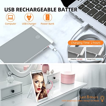 Rechargeable Car Sun Visor Vanity Mirror with LED Lights