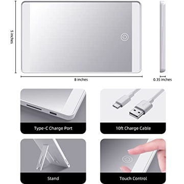 Rechargeable Car Sun Visor Vanity Mirror with LED Lights