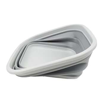 SAMMART 5.5L (1.4 Gallons) Set of 2 Collapsible Tub - Foldable Dish Tub - Portable Washing Basin - Space Saving Plastic Washtub (Grey + Dark Sea Green)