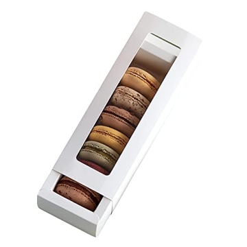 Essos Macaron Boxes for 6 to 7 Treats with Clear Window - 25 Pack