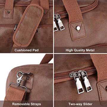 Stylish Leather Travel Bag with Shoe Pouch for Men and Women