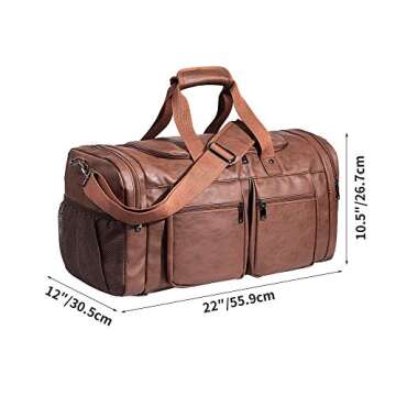 Stylish Leather Travel Bag with Shoe Pouch for Men and Women
