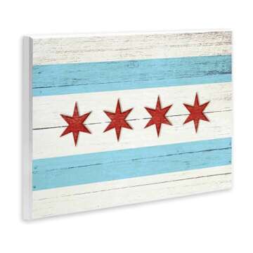 Stupell Industries Chicago Flag Distressed Wood Look Wall Plaque, 10 x 15, Design by Artist Daphne Polselli
