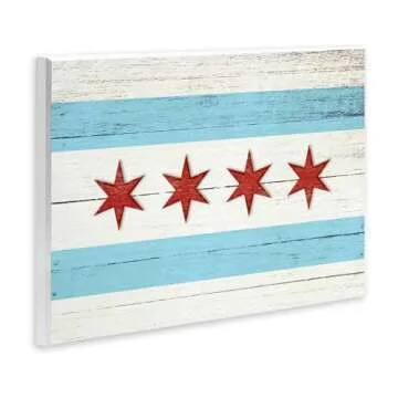 Stupell Industries Chicago Flag Distressed Wood Look Wall Plaque, 10 x 15, Design by Artist Daphne Polselli