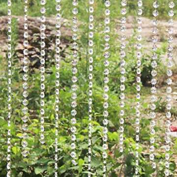 Crystal Chandelier Beads Beebel 19.7Ft Clear Glass Crystal Beads Lamp Chain Garland for Chandelier Prism Octagon Beads Chain for Wedding Home and DIY Craft Jewelry Decoration