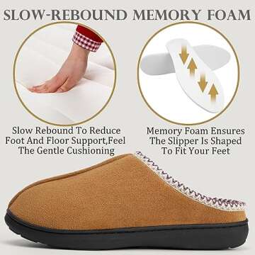 oyioyiyo Slippers for Women,Indoor Outdoor Anti-Slip Warm House Slippers for Women with Durable Rubber Sole Brown 7-8