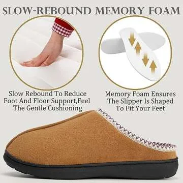 oyioyiyo Slippers for Women,Indoor Outdoor Anti-Slip Warm House Slippers for Women with Durable Rubber Sole Brown 7-8