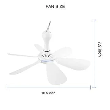 SCOOYEEES USB Ceiling Canopy Fan for Camping and Home