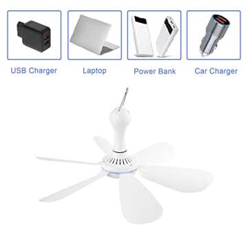 SCOOYEEES USB Ceiling Canopy Fan for Camping and Home