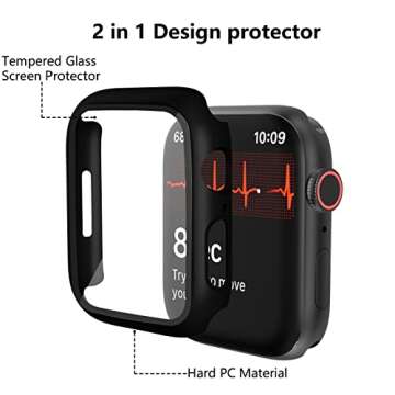12 Pack Case for Apple Watch Series 9 8 7 41mm with Tempered Glass Screen Protector, Haojavo PC Hard...