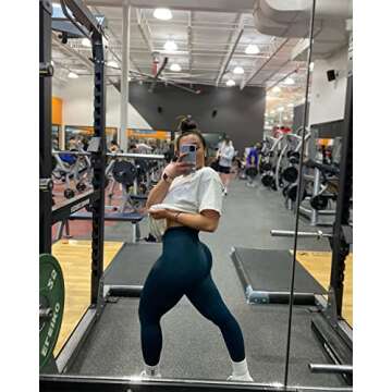 SUUKSESS Scrunch Butt Lifting Seamless Leggings for Women Booty High Waisted Workout Yoga Pants (Deep Green, S)